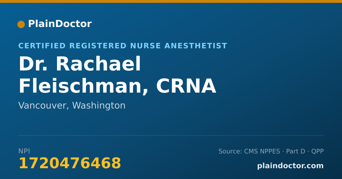 Shareable card for Rachael Fleischman, CRNA - Certified Registered Nurse Anesthetist, Vancouver, WA