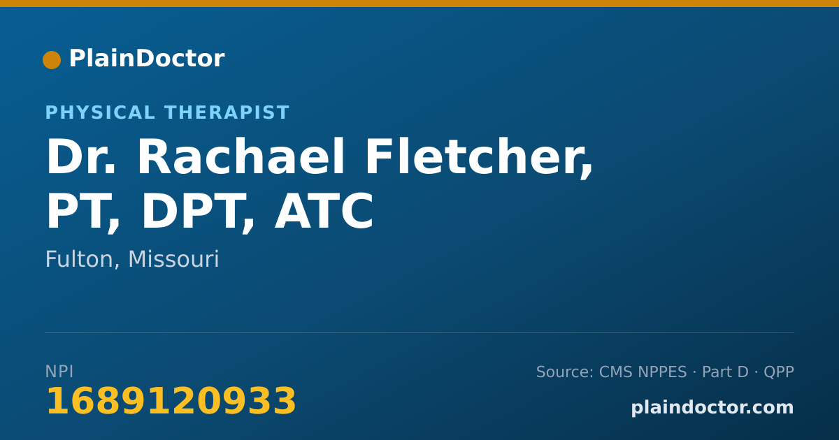 Shareable card for Rachael Fletcher, PT, DPT, ATC - Physical Therapist, Fulton, MO