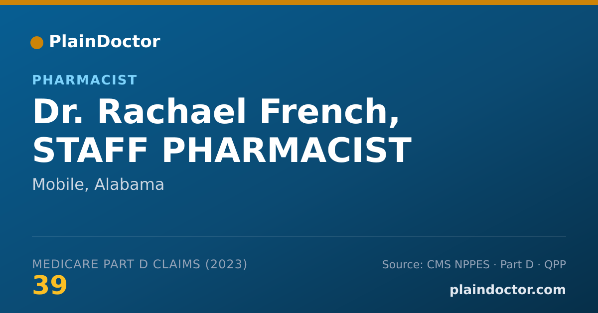 Shareable card for Rachael French, STAFF PHARMACIST - Pharmacist, Mobile, AL
