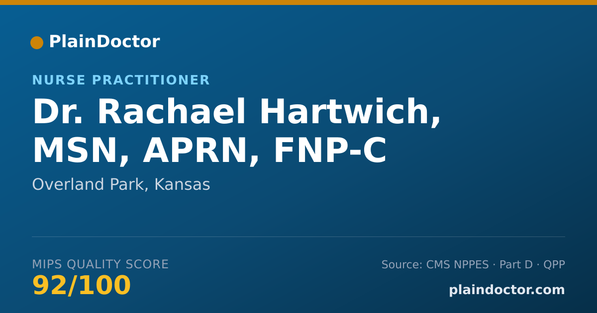 Shareable card for Rachael Hartwich, MSN, APRN, FNP-C - Nurse Practitioner, Overland Park, KS