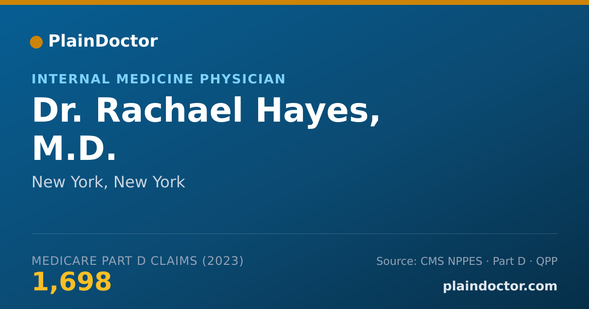 Shareable card for Rachael Hayes, M.D. - Internal Medicine Physician, New York, NY