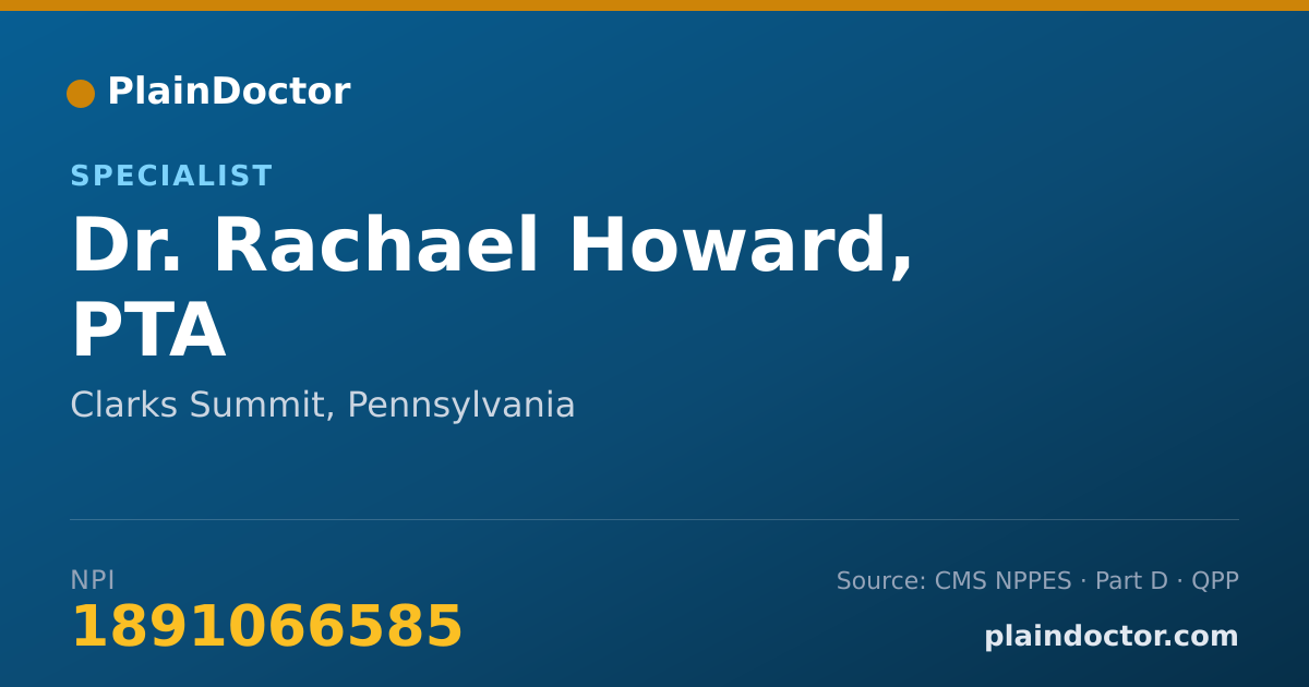 Shareable card for Rachael Howard, PTA - Specialist, Clarks Summit, PA