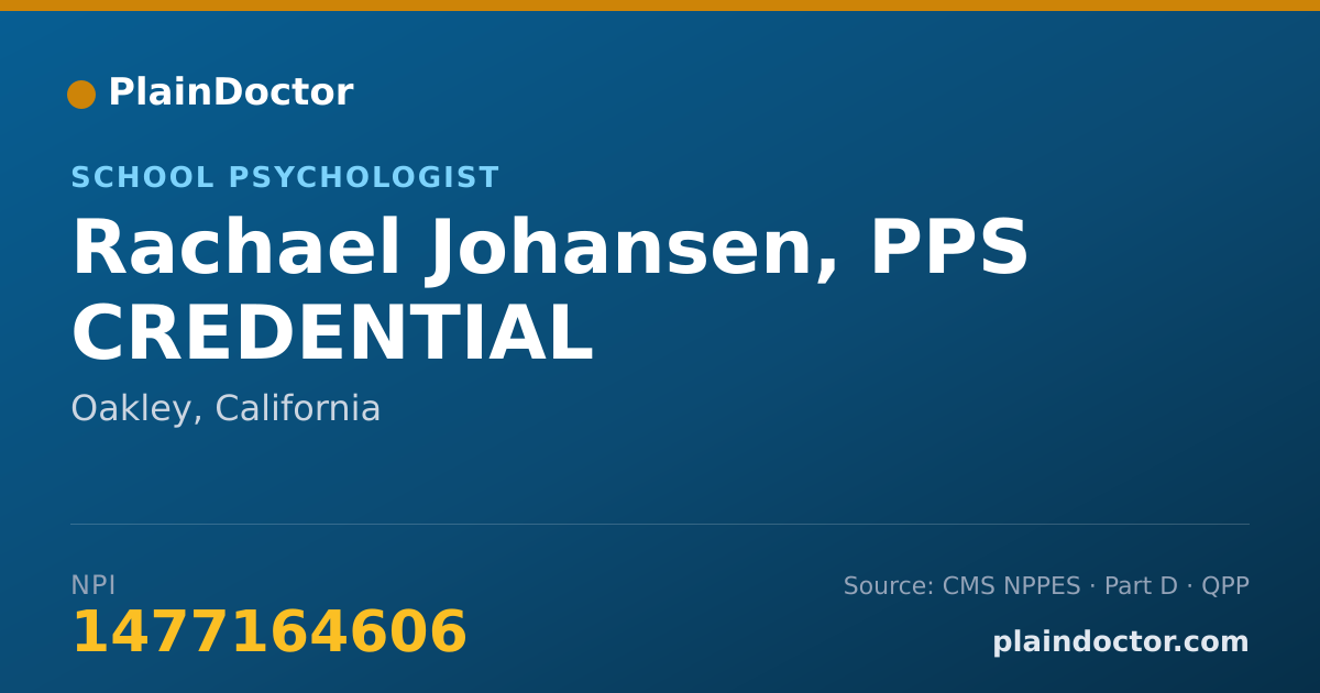 Shareable card for Rachael Johansen, PPS CREDENTIAL - School Psychologist, Oakley, CA