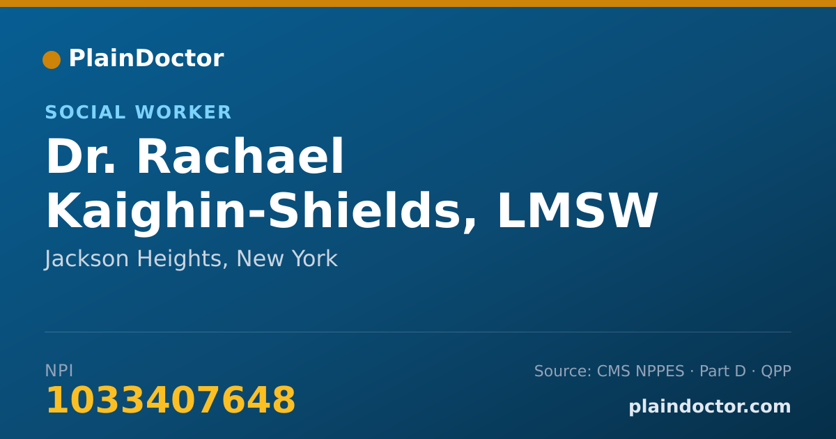 Shareable card for Rachael Kaighin-Shields, LMSW - Social Worker, Jackson Heights, NY