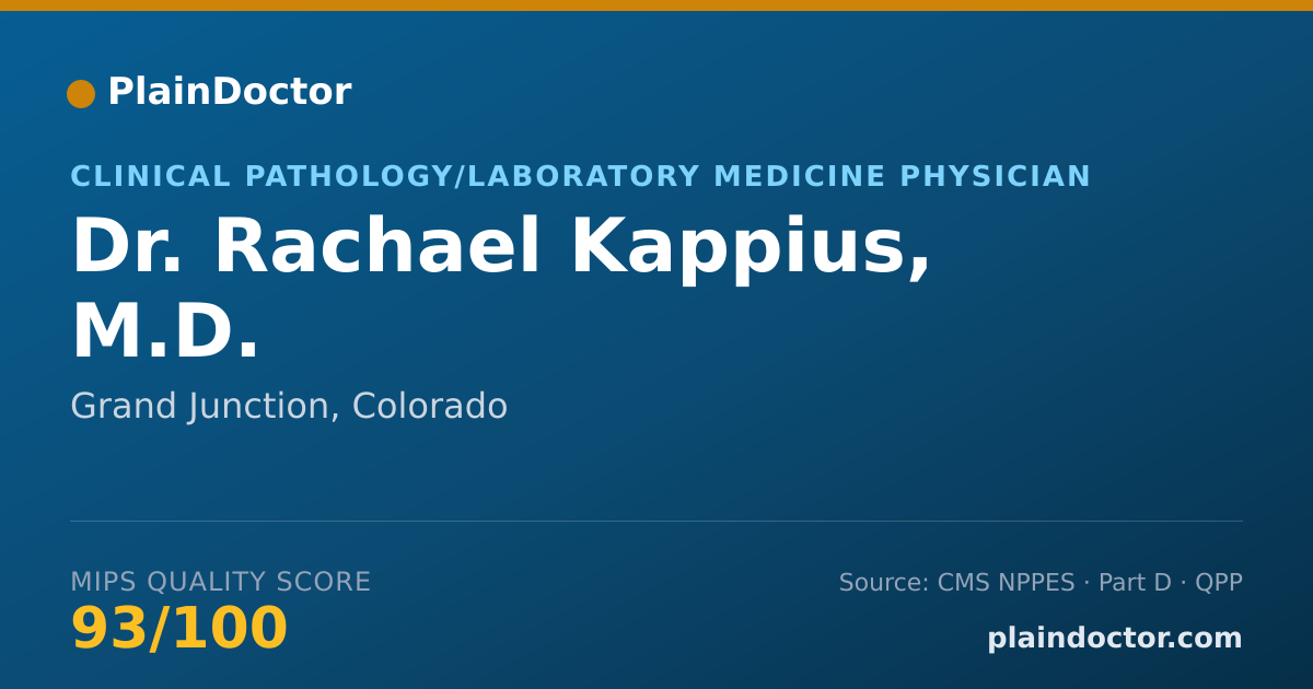 Shareable card for Rachael Kappius, M.D. - Clinical Pathology/Laboratory Medicine Physician, Grand Junction, CO