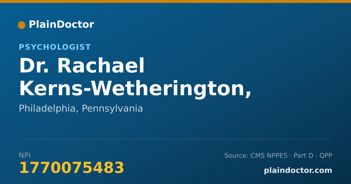 Shareable card for Rachael Kerns-Wetherington, PSYD - Psychologist, Philadelphia, PA