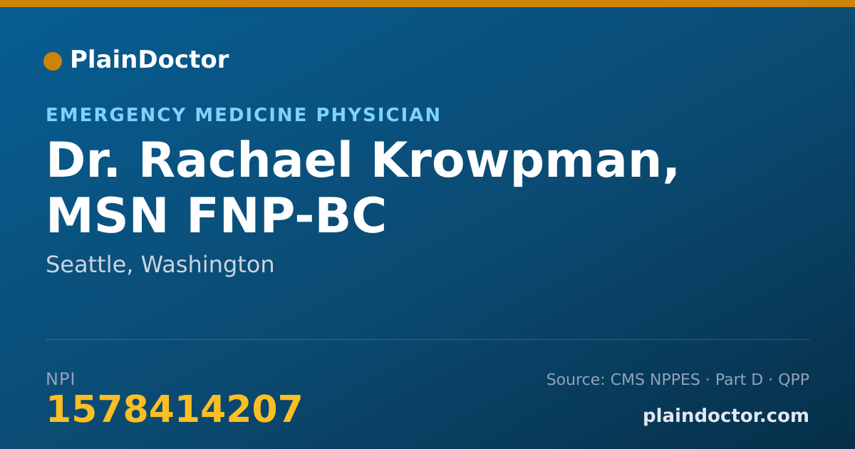 Shareable card for Rachael Krowpman, MSN FNP-BC - Emergency Medicine Physician, Seattle, WA