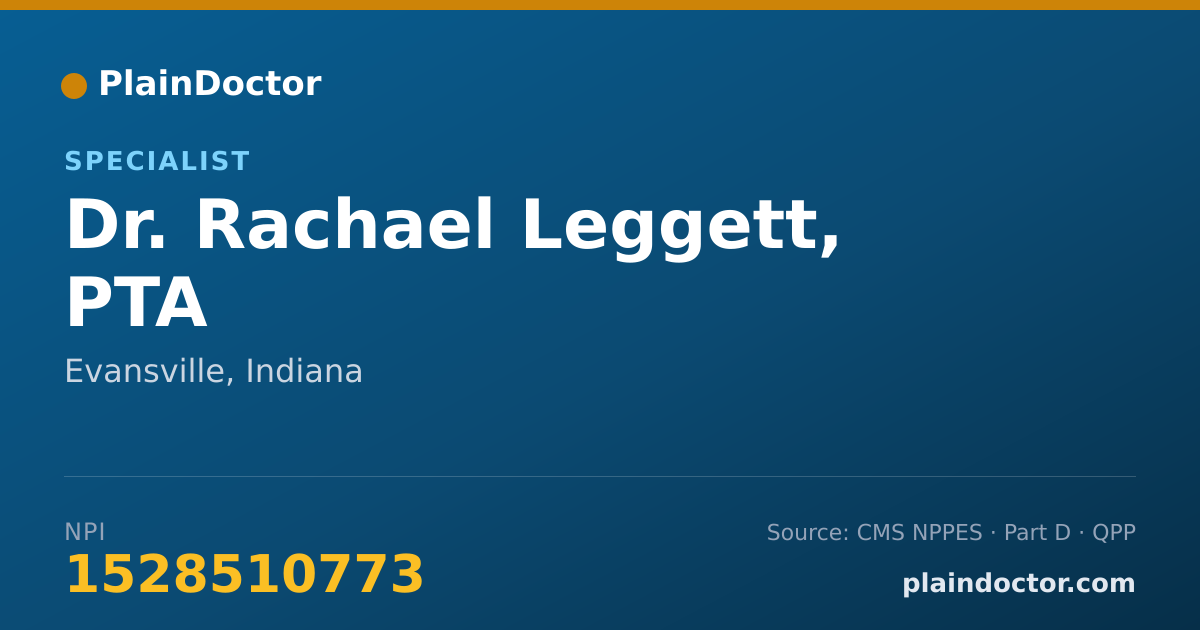 Shareable card for Rachael Leggett, PTA - Specialist, Evansville, IN