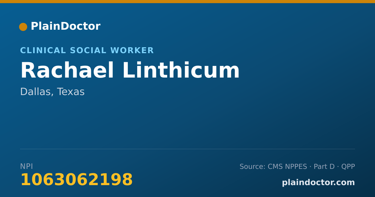 Shareable card for Rachael Linthicum - Clinical Social Worker, Dallas, TX