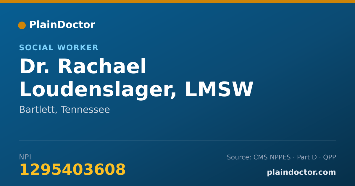 Shareable card for Rachael Loudenslager, LMSW - Social Worker, Bartlett, TN