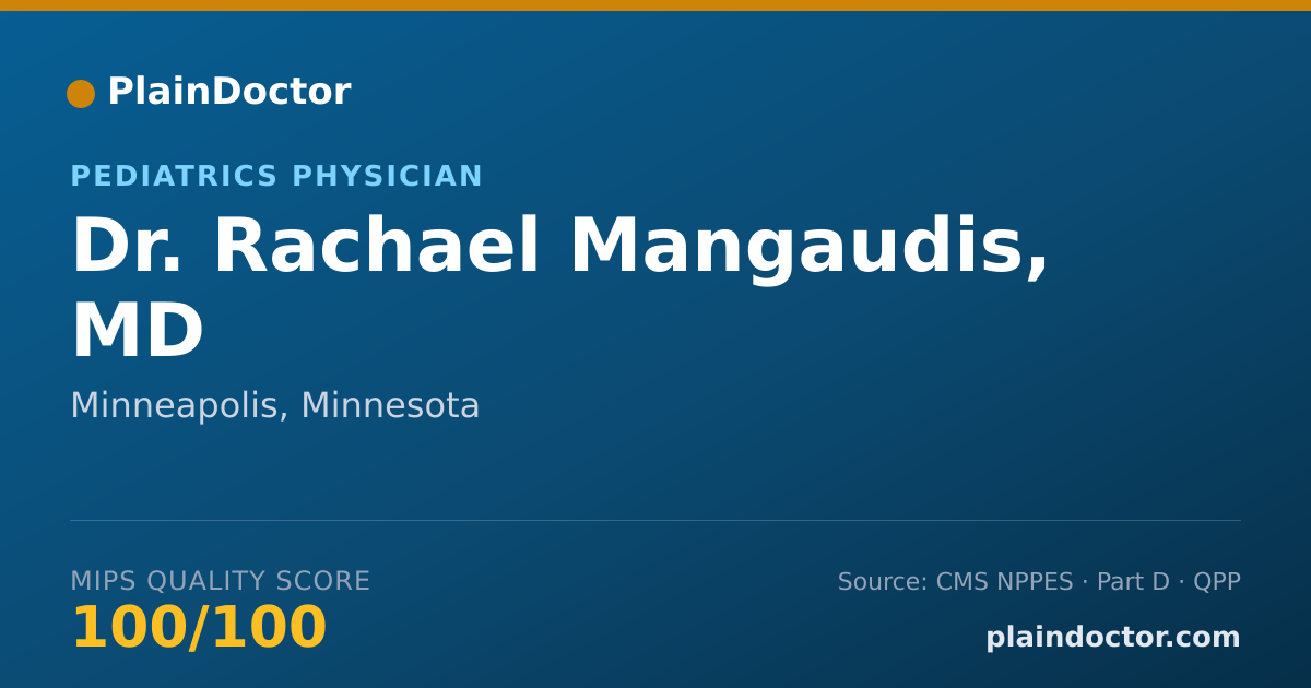 Shareable card for Rachael Mangaudis, MD - Pediatrics Physician, Minneapolis, MN