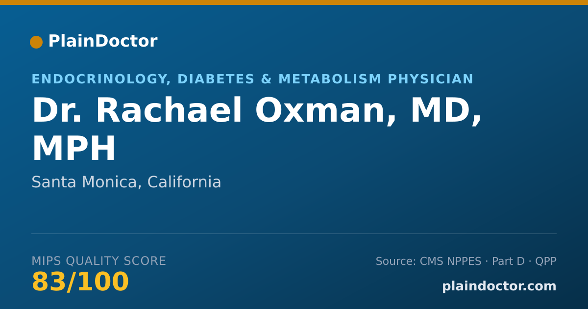 Shareable card for Rachael Oxman, MD, MPH - Endocrinology, Diabetes & Metabolism Physician, Santa Monica, CA