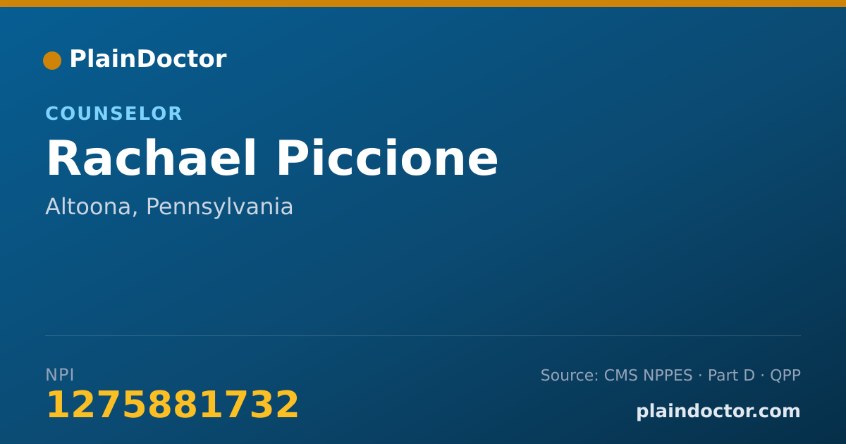 Shareable card for Rachael Piccione - Counselor, Altoona, PA