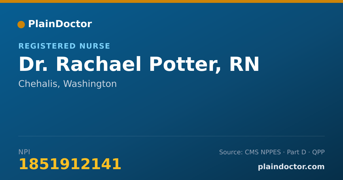 Shareable card for Rachael Potter, RN - Registered Nurse, Chehalis, WA