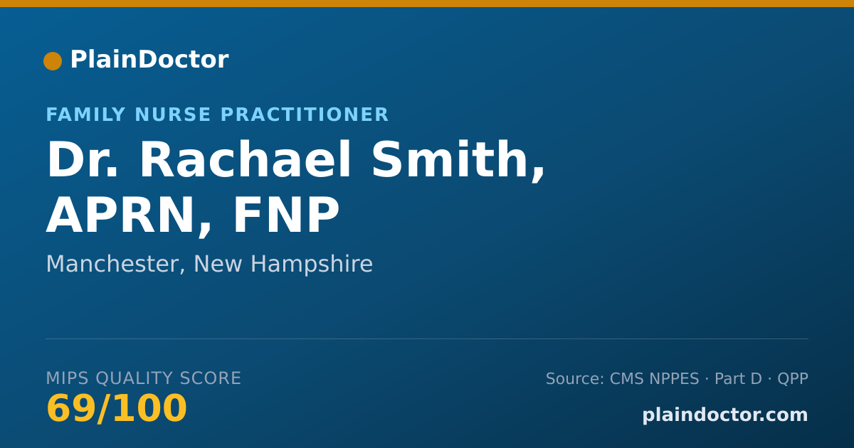 Shareable card for Rachael Smith, APRN, FNP - Family Nurse Practitioner, Manchester, NH