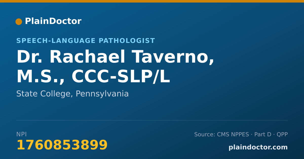 Shareable card for Rachael Taverno, M.S., CCC-SLP/L - Speech-Language Pathologist, State College, PA