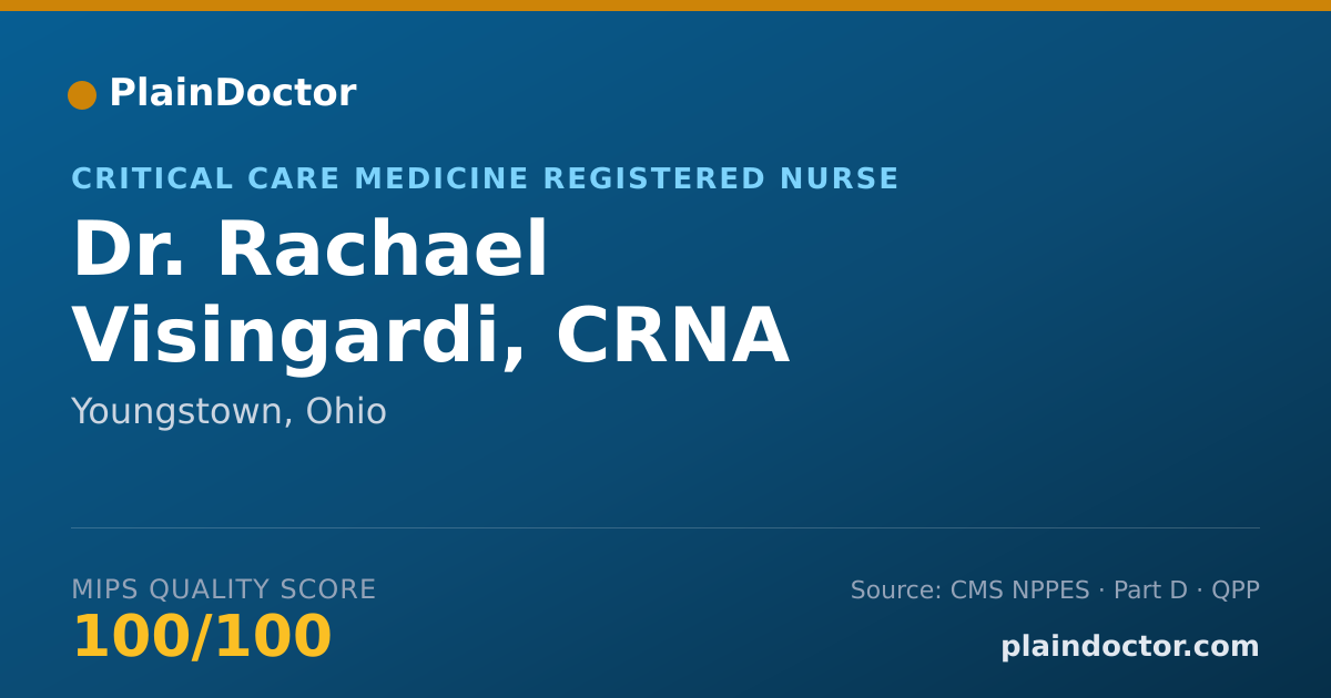Shareable card for Rachael Visingardi, CRNA - Critical Care Medicine Registered Nurse, Youngstown, OH