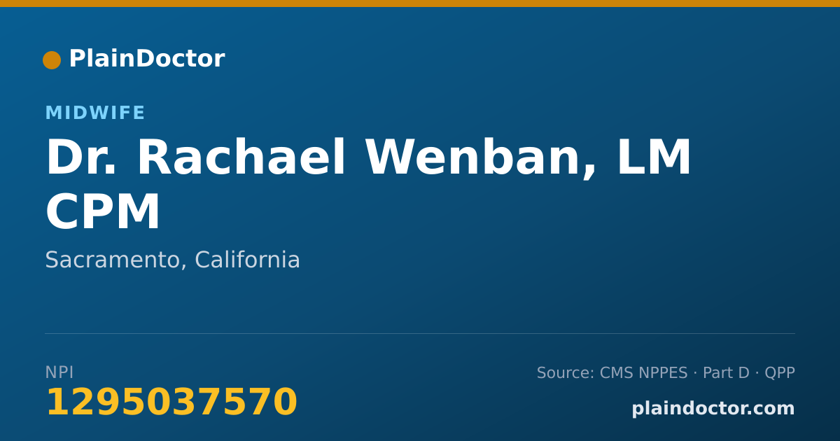 Shareable card for Rachael Wenban, LM CPM - Midwife, Sacramento, CA