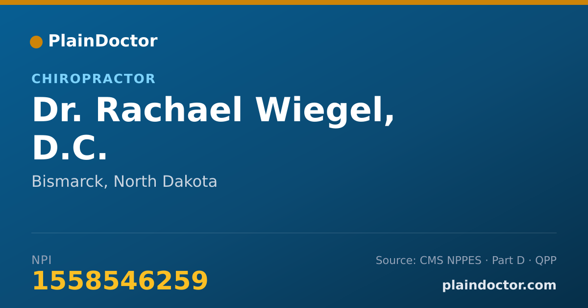 Shareable card for Rachael Wiegel, D.C. - Chiropractor, Bismarck, ND