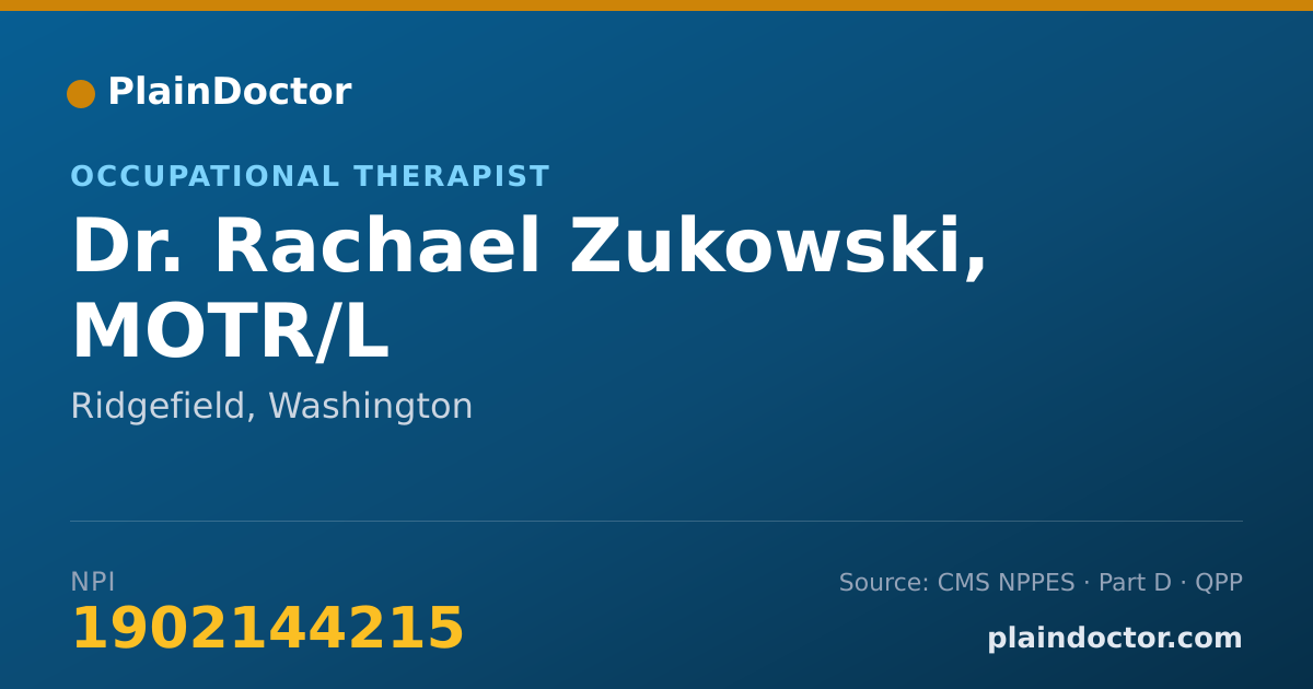 Shareable card for Rachael Zukowski, MOTR/L - Occupational Therapist, Ridgefield, WA