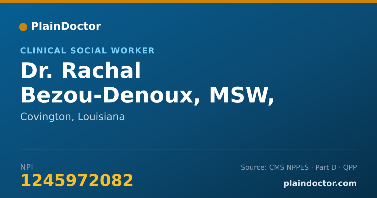 Shareable card for Rachal Bezou-Denoux, MSW, LCSW - Clinical Social Worker, Covington, LA