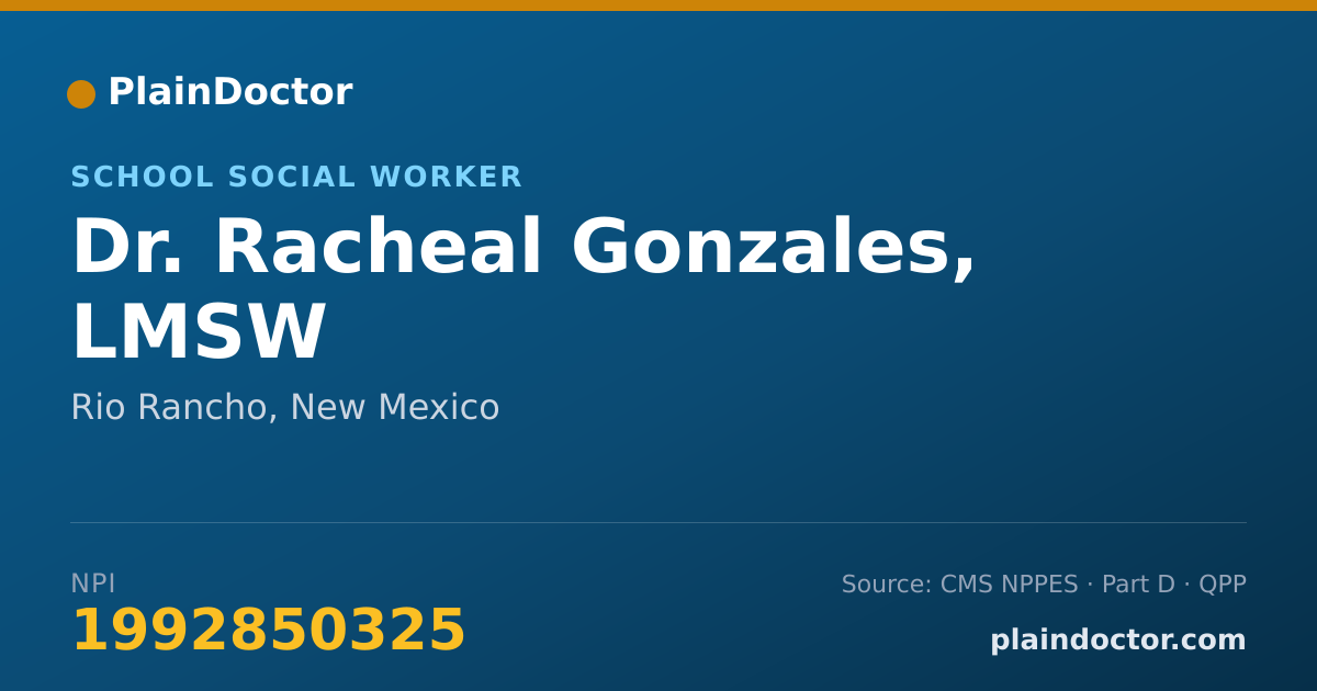 Shareable card for Racheal Gonzales, LMSW - School Social Worker, Rio Rancho, NM