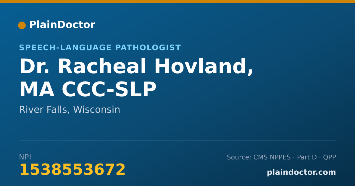 Shareable card for Racheal Hovland, MA CCC-SLP - Speech-Language Pathologist, River Falls, WI