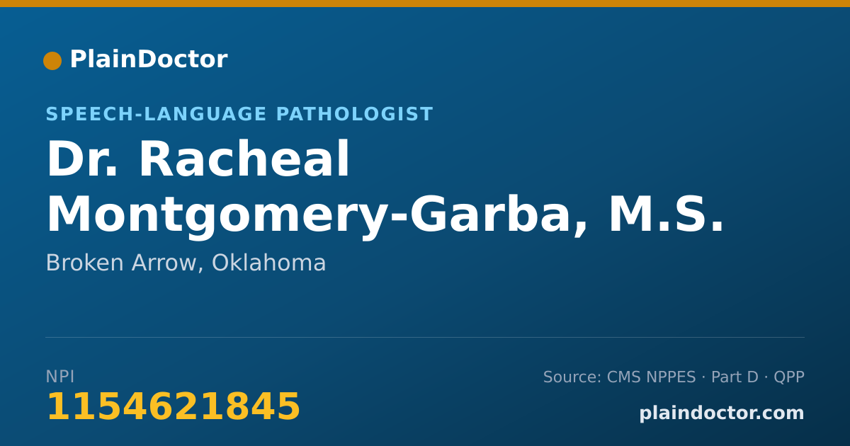 Shareable card for Racheal Montgomery-Garba, M.S. CCC-SLP - Speech-Language Pathologist, Broken Arrow, OK