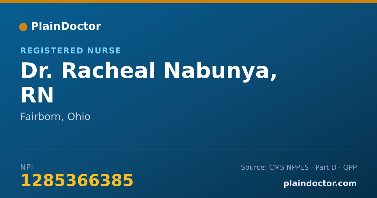 Shareable card for Racheal Nabunya, RN - Registered Nurse, Fairborn, OH