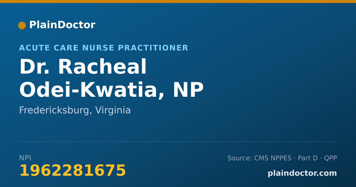 Shareable card for Racheal Odei-Kwatia, NP - Acute Care Nurse Practitioner, Fredericksburg, VA