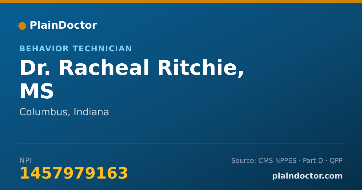 Shareable card for Racheal Ritchie, MS - Behavior Technician, Columbus, IN