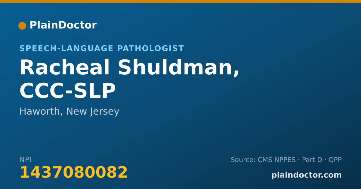 Shareable card for Racheal Shuldman, CCC-SLP - Speech-Language Pathologist, Haworth, NJ