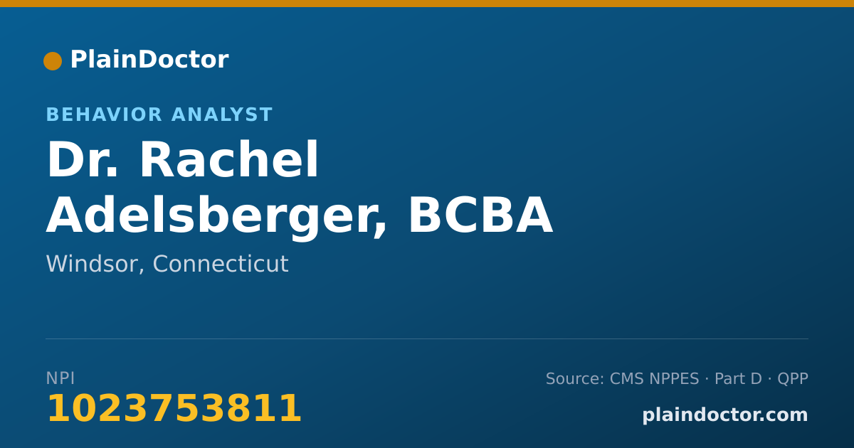 Shareable card for Rachel Adelsberger, BCBA - Behavior Analyst, Windsor, CT