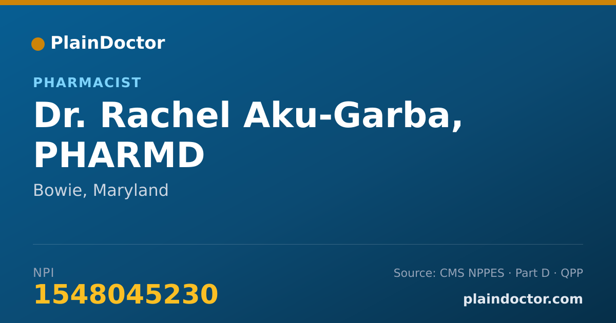 Shareable card for Rachel Aku-Garba, PHARMD - Pharmacist, Bowie, MD