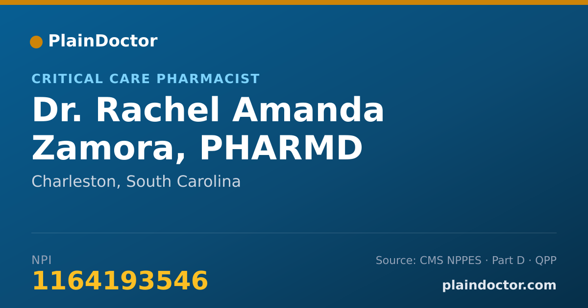 Shareable card for Rachel Amanda Zamora, PHARMD - Critical Care Pharmacist, Charleston, SC