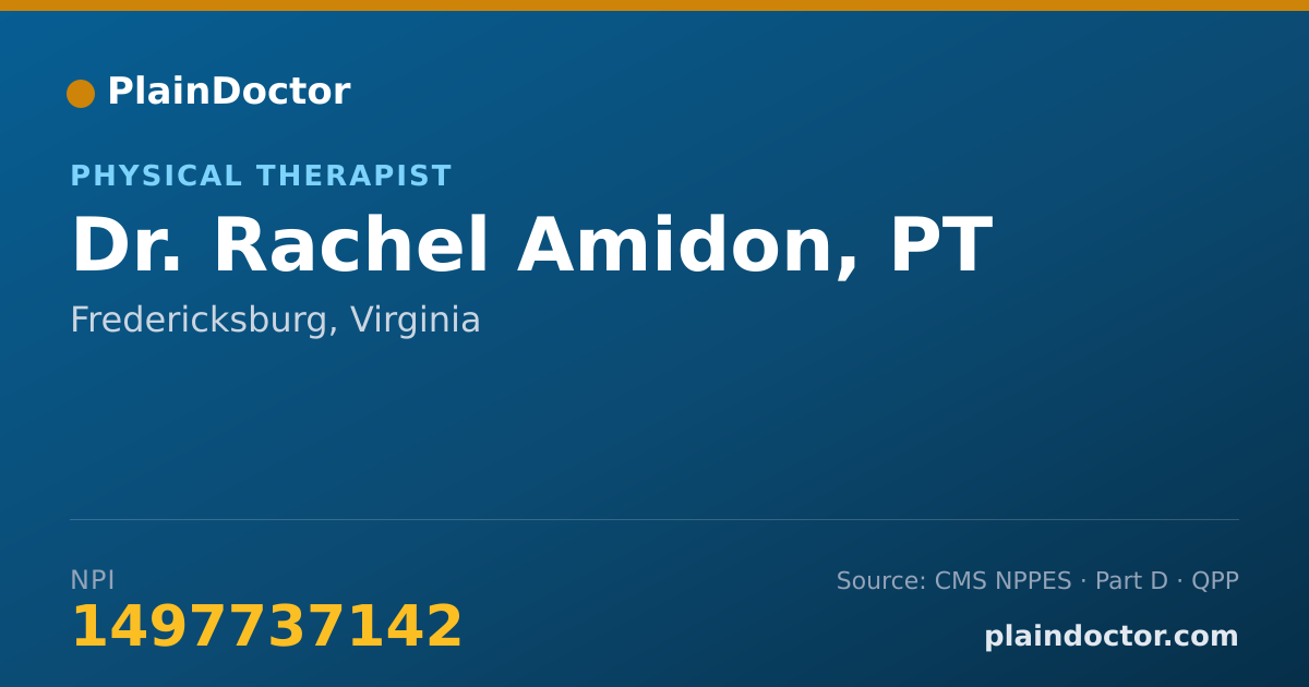 Shareable card for Rachel Amidon, PT - Physical Therapist, Fredericksburg, VA