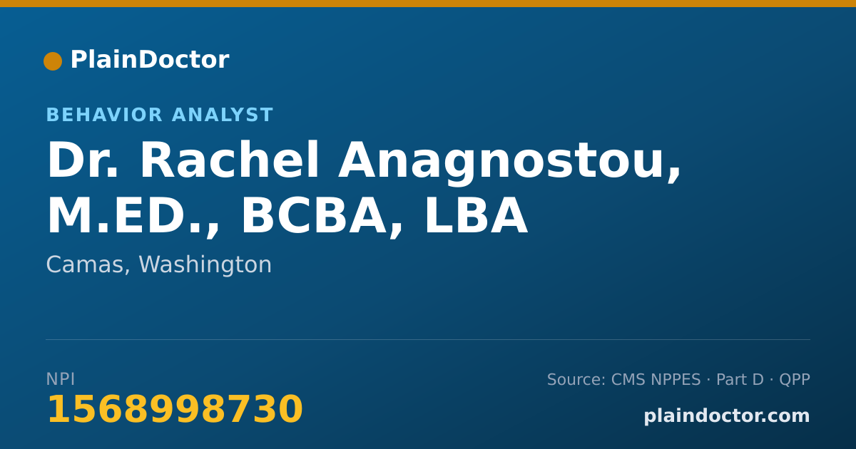 Shareable card for Rachel Anagnostou, M.ED., BCBA, LBA - Behavior Analyst, Camas, WA