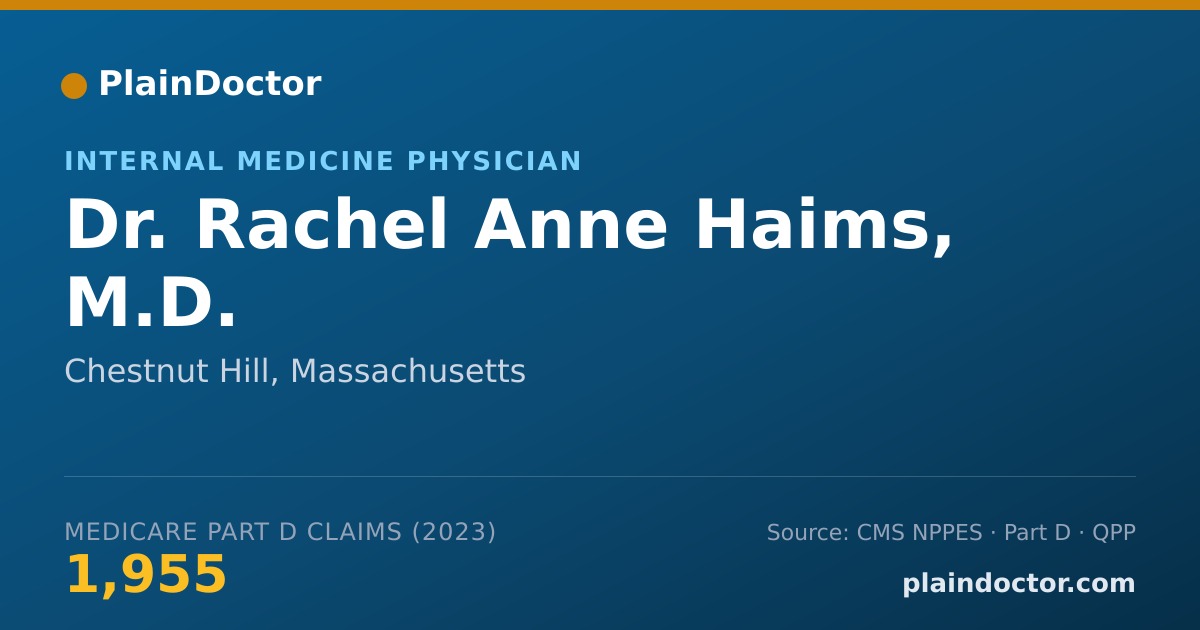 Shareable card for Rachel Anne Haims, M.D. - Internal Medicine Physician, Chestnut Hill, MA