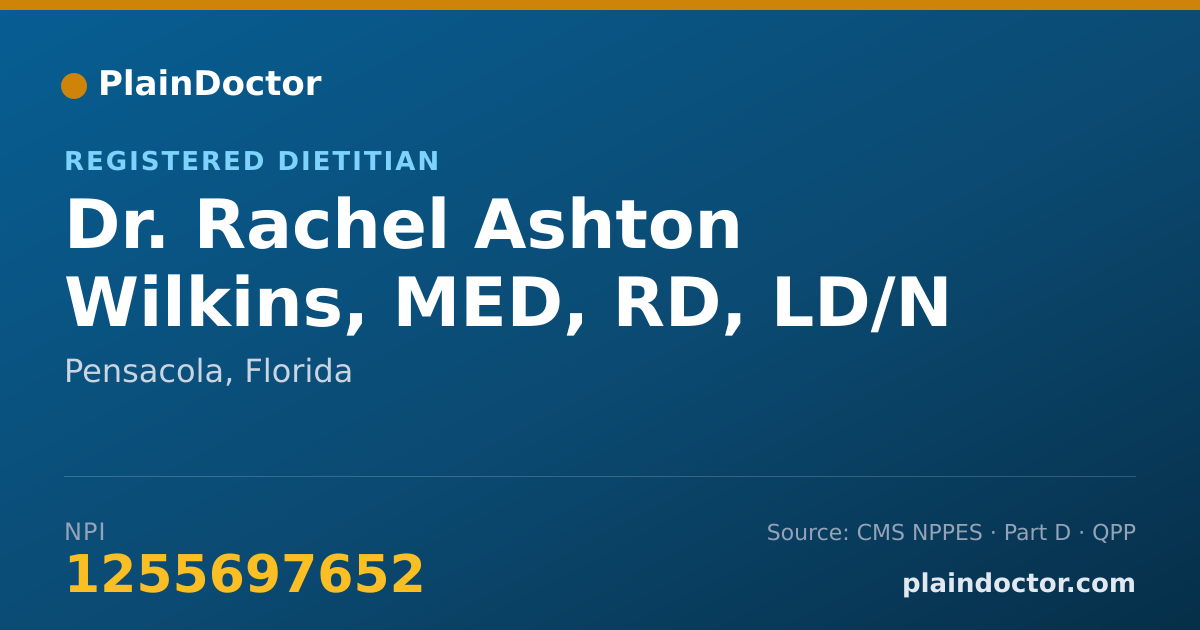 Shareable card for Rachel Ashton Wilkins, MED, RD, LD/N - Registered Dietitian, Pensacola, FL