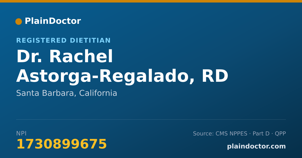 Shareable card for Rachel Astorga-Regalado, RD - Registered Dietitian, Santa Barbara, CA