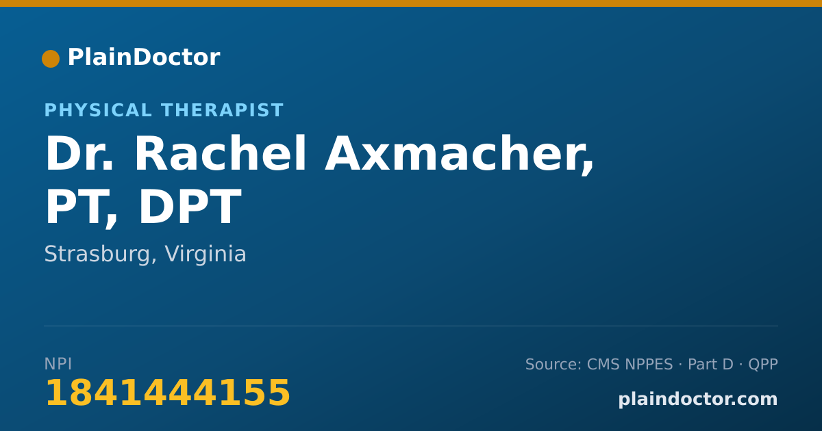 Shareable card for Rachel Axmacher, PT, DPT - Physical Therapist, Strasburg, VA