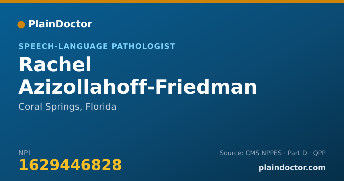 Shareable card for Rachel Azizollahoff-Friedman - Speech-Language Pathologist, Coral Springs, FL