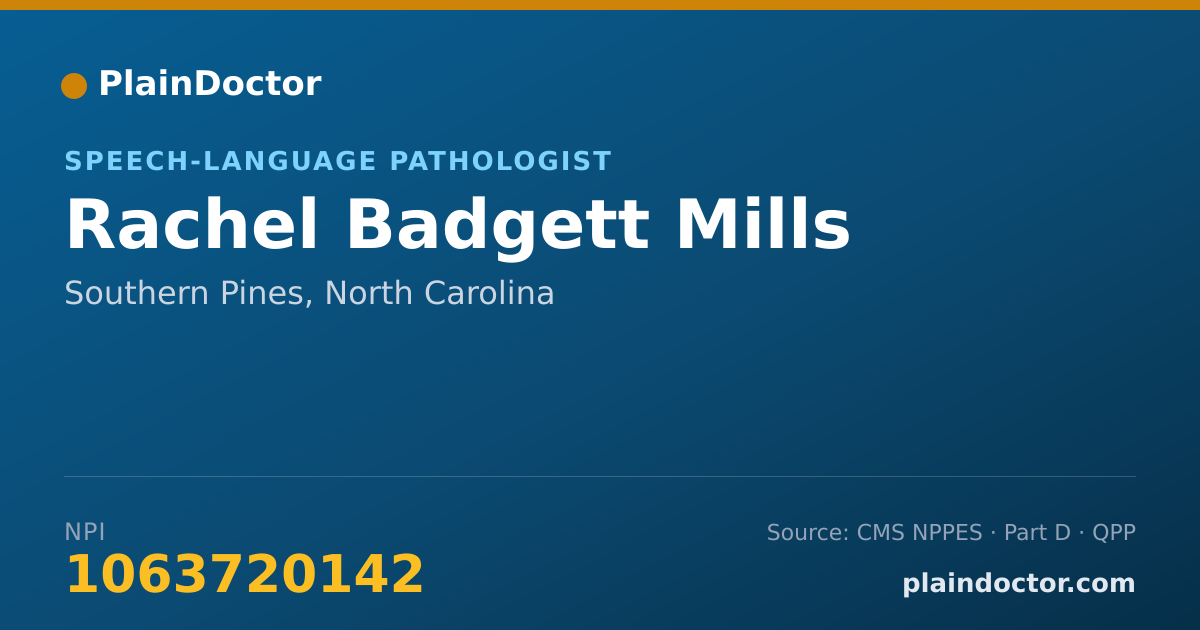 Shareable card for Rachel Badgett Mills - Speech-Language Pathologist, Southern Pines, NC