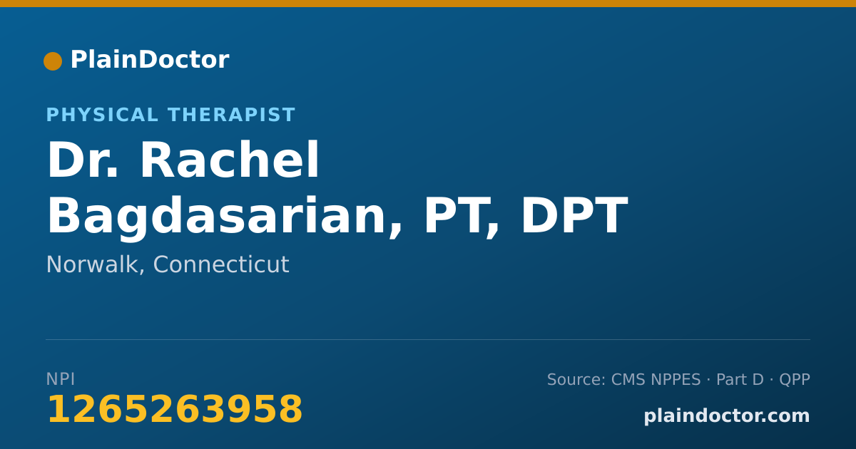 Shareable card for Rachel Bagdasarian, PT, DPT - Physical Therapist, Norwalk, CT