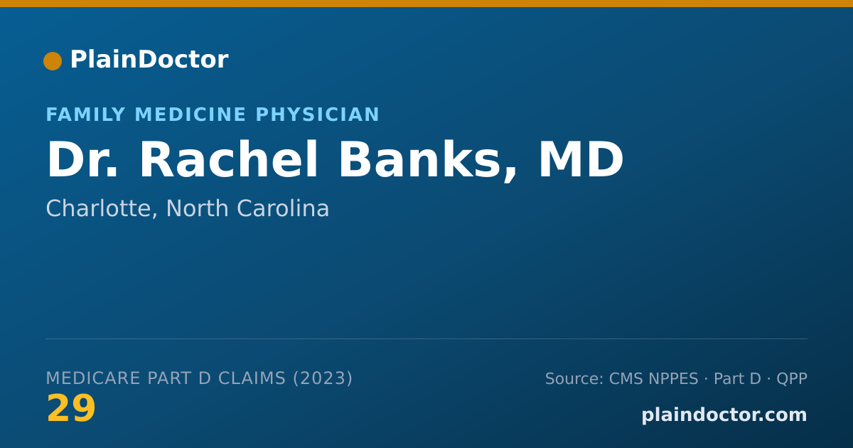 Shareable card for Rachel Banks, MD - Family Medicine Physician, Charlotte, NC