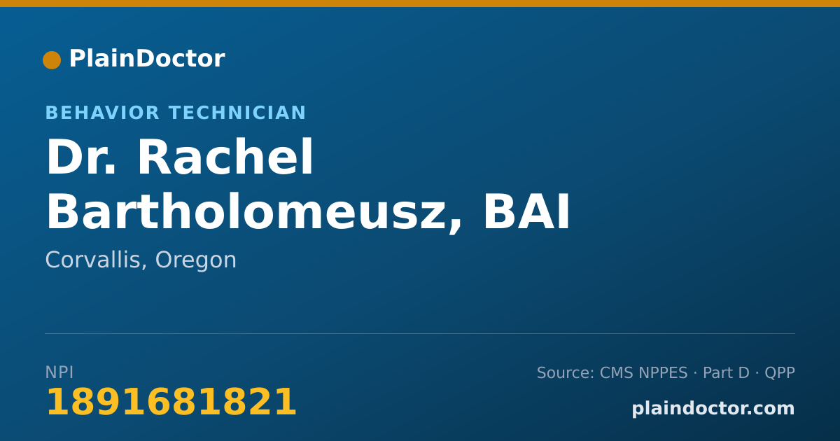 Shareable card for Rachel Bartholomeusz, BAI - Behavior Technician, Corvallis, OR