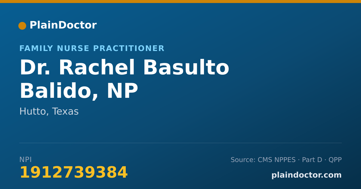 Shareable card for Rachel Basulto Balido, NP - Family Nurse Practitioner, Hutto, TX