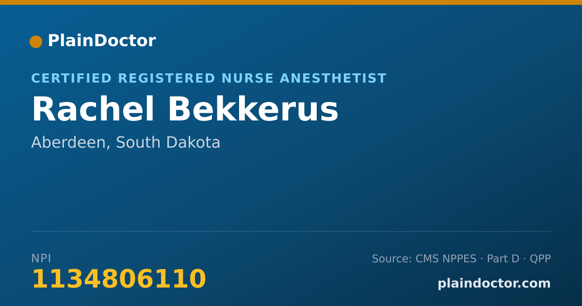 Shareable card for Rachel Bekkerus - Certified Registered Nurse Anesthetist, Aberdeen, SD