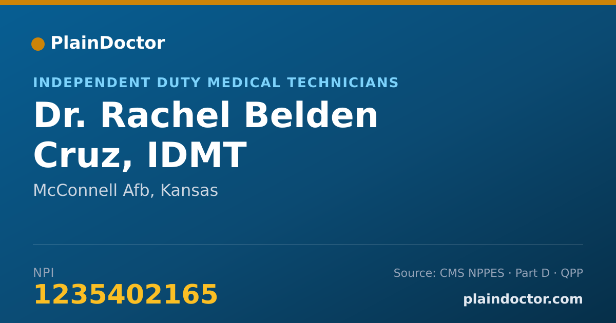 Shareable card for Rachel Belden Cruz, IDMT - Independent Duty Medical Technicians, McConnell Afb, KS