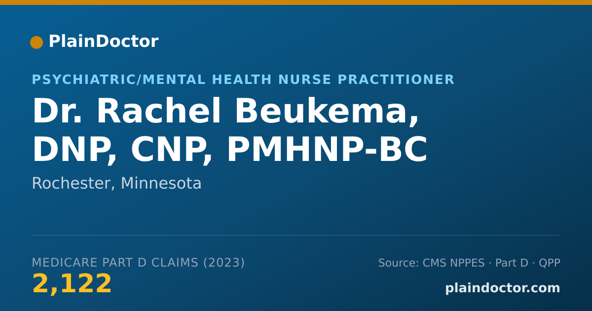 Shareable card for Rachel Beukema, DNP, CNP, PMHNP-BC - Psychiatric/Mental Health Nurse Practitioner, Rochester, MN